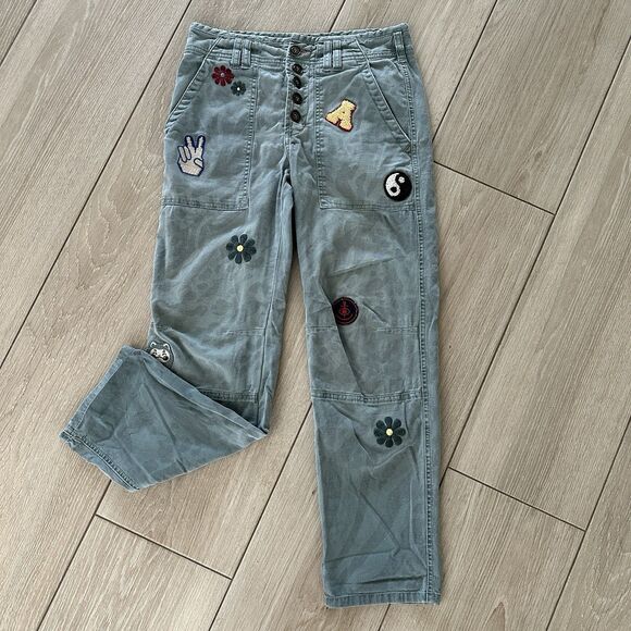 Anthropologie Pilcro the Wanderer Utility Patches Pants Size 26 Embroidered - Picture 2 of 9